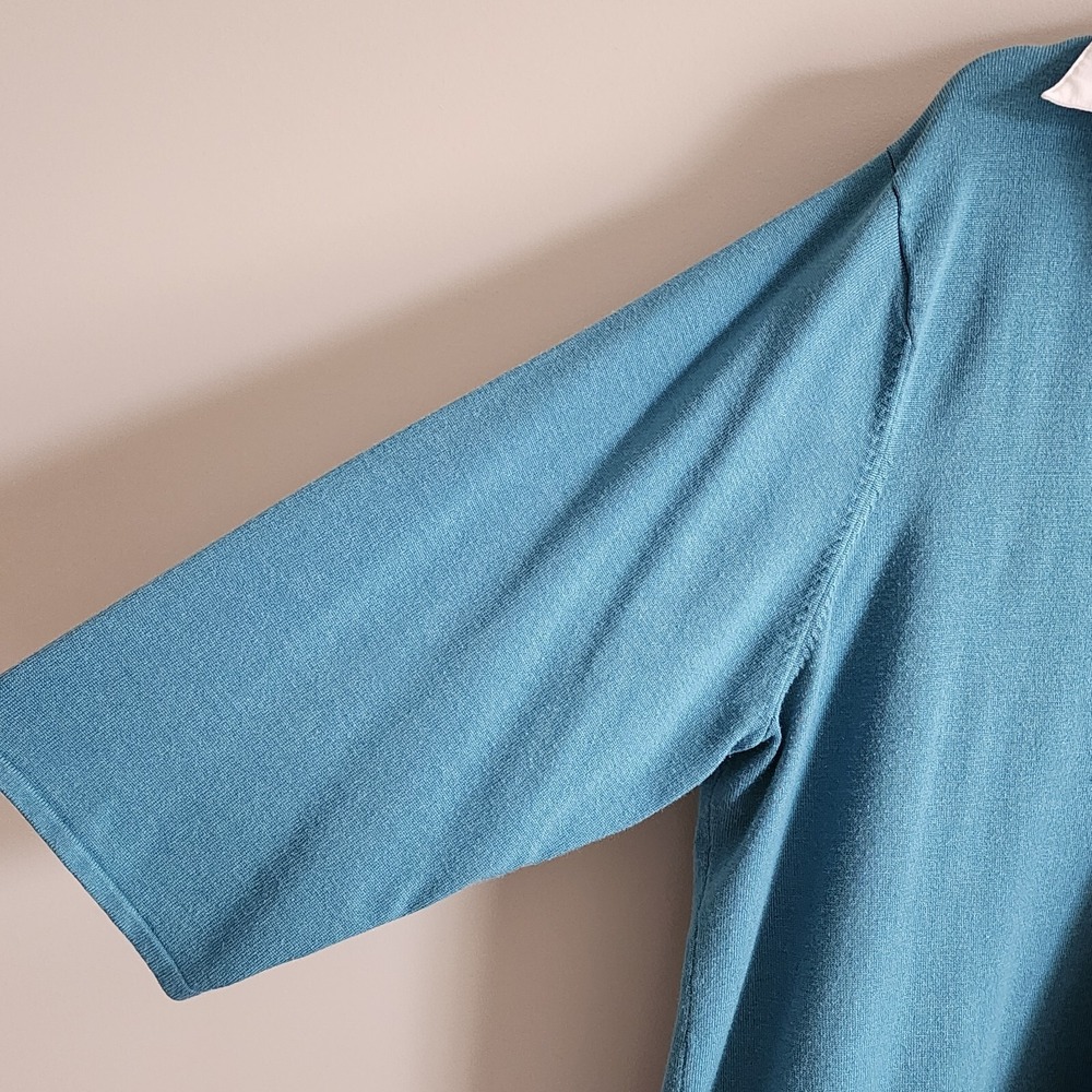 VTG PENMANS Shirt Sweater Womens Plus Size 2X White Collar Attached Blue Polo - Picture 7 of 16
